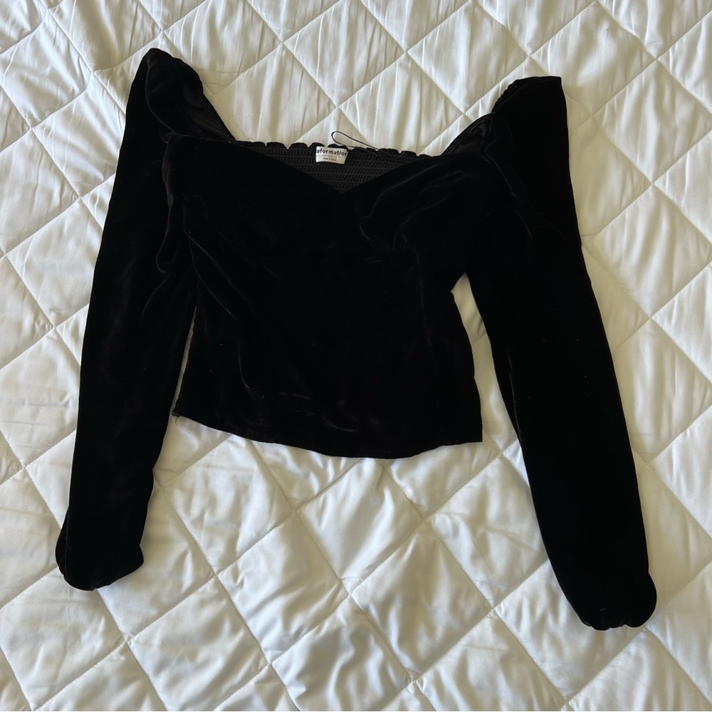 Reformation black velvet long sleeve